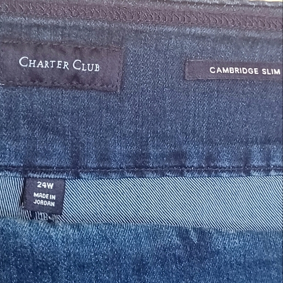 Charter Club Womens Plus Size 24W Blue   Red Velvet Trim Cambridge Slim Pants - Picture 10 of 12